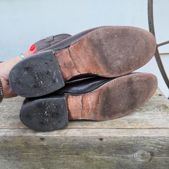 Dan Post Oxblood Maroon Red Leather Cowboy Western Ropers Boots 6586 9 1/2 D - Picture 5 of 7